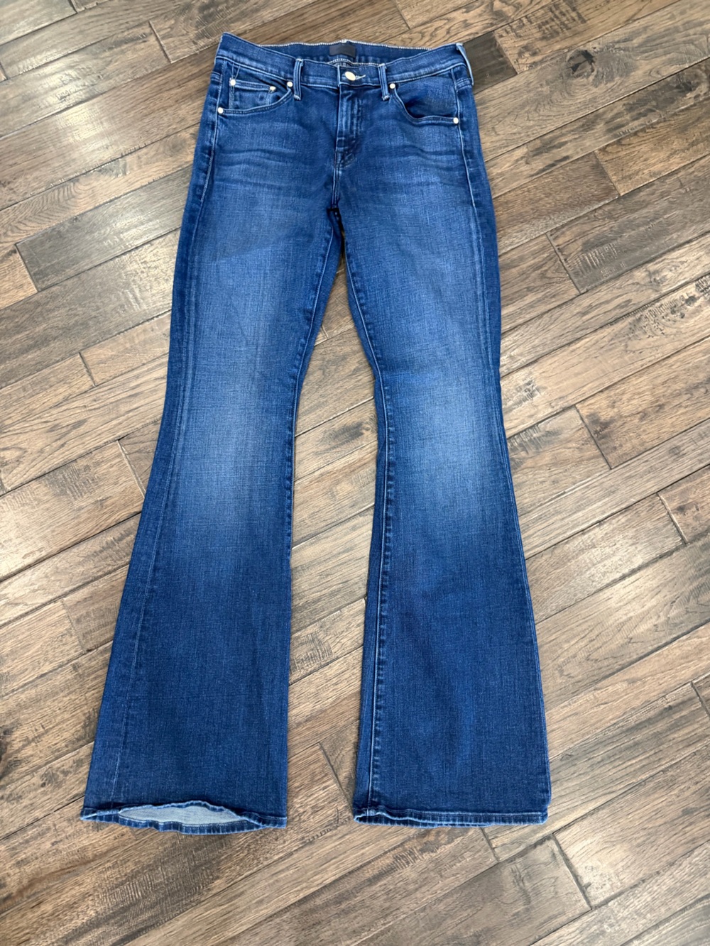 MOTHER The Down Low Weekender Heel 29 High Tide Mid Rise Flare Jeans EUC